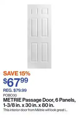 Patrick Morin Passage Door, 6 Panels, 1-3/8 in. x 30 in. x 80 in offer