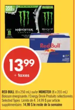 Pharmaprix RED BULL (8 x 250 mL) ou/or MONSTER (8 x 355 mL) Energy Drink offer