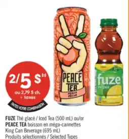 Pharmaprix FUZE Iced Tea (500 mL) or PEACE TEA boisson en méga-cannettes King Can Beverage (695 mL) offer