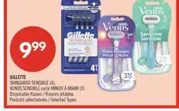 Pharmaprix GILLETTE SKINGUARD SENSIBLE (4), VENUS SENSIBLE or MINUIT À MIAMI (3) Disposable Razors offer