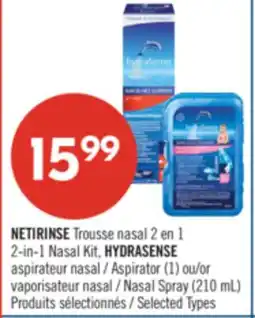 Pharmaprix NETIRINSE Trousse nasal 2 en 1 2-in-1 Nasal Kit, HYDRASENSE Aspirator (1) ou/or Nasal Spray (210 mL) offer