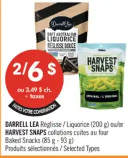 Pharmaprix FAITES VOTRE COMBINAISON DARRELL LEA Liquorice (200 g) or HARVEST SNAPS Baked Snacks (85 g - 93 g) offer