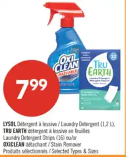 Pharmaprix LYSOL Laundry Detergent (1,2 L), TRU EARTH Laundry Detergent Strips (16) or OXICLEAN Stain Remover offer