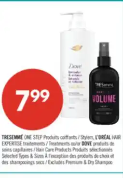 Pharmaprix TRESEMME ONE STEP Stylers, L'ORÉAL HAIR EXPERTISE Treatments or DOVE Hair Care Products offer