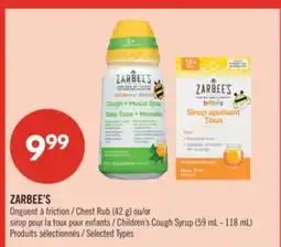 Pharmaprix ZARBEE'S Chest Rub (42 g) or Children's Cough Syrup (59 mL - 118 mL) offer