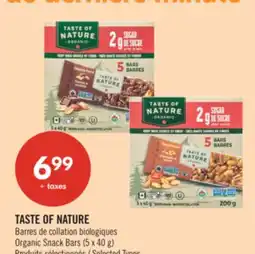 Pharmaprix TASTE OF NATURE Organic Snack Bars offer