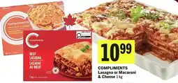IGA Compliments lasagna or macaroni & cheese offer