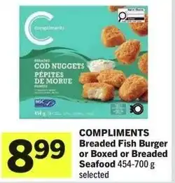 IGA Compliments breaded fish burger or boxed or breaded seafood offer
