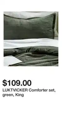 IKEA LUKTVICKER Comforter set, green, King offer