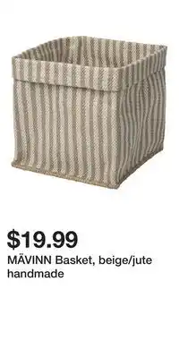 IKEA MÄVINN Basket, beige/jute handmade offer
