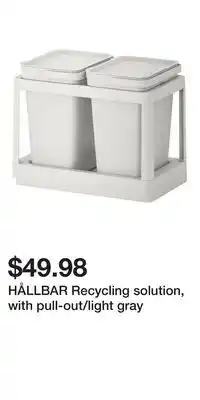 IKEA HÅLLBAR Recycling solution, with pull-out/light gray offer