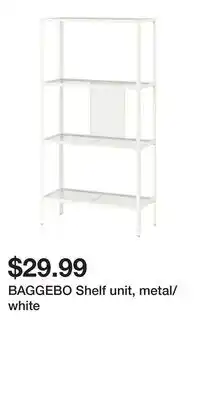 IKEA BAGGEBO Shelf unit, metal/white offer