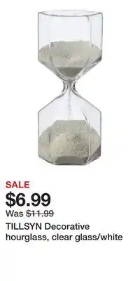 IKEA TILLSYN Decorative hourglass, clear glass/white offer