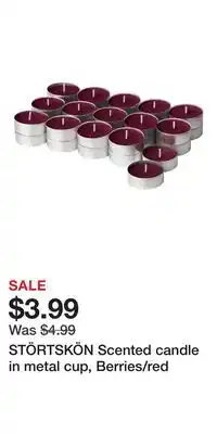 IKEA STÖRTSKÖN Scented candle in metal cup, Berries/red offer