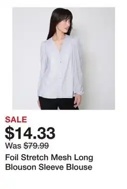 TSC Stores Foil Stretch Mesh Long Blouson Sleeve Blouse offer