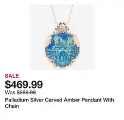 TSC Stores Palladium Silver Carved Amber Pendant With Chain offer