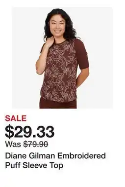 TSC Stores Diane Gilman Embroidered Puff Sleeve Top offer