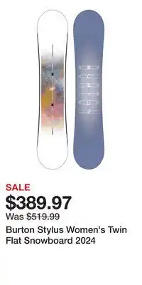 Sport Chek Burton Stylus Women's Twin Flat Snowboard 2024 offer