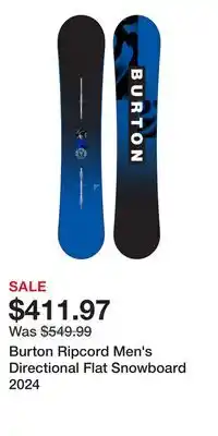 Sport Chek Burton Ripcord Men's Directional Flat Snowboard 2024 offer