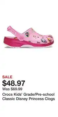 Sport Chek Crocs Kids' Grade/Pre-school Classic Disney Princess Clogs offer