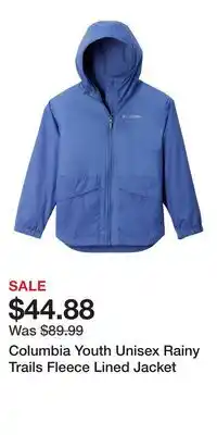 Mark's Columbia Youth Unisex Rainy Trails Fleece Lined Jacket offer