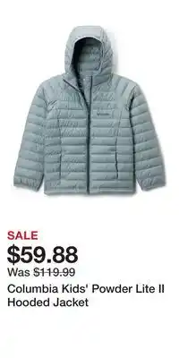 Mark's Columbia Kids' Powder Lite II Hooded Jacket offer
