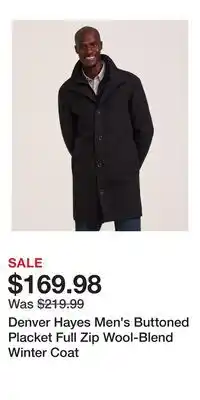 Mark's Denver Hayes Men's Buttoned Placket Full Zip Wool-Blend Winter Coat offer