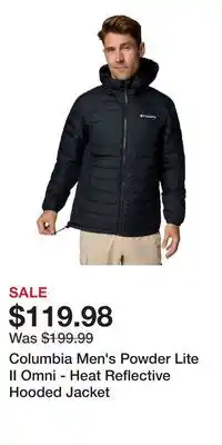 Mark's Columbia Men's Powder Lite II Omni - Heat Reflective Hooded Jacket offer