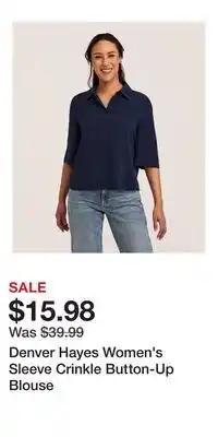 Mark's Denver Hayes Women's Sleeve Crinkle Button-Up Blouse offer