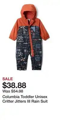 Mark's Columbia Toddler Unisex Critter Jitters III Rain Suit offer