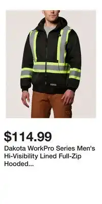 Mark's Dakota WorkPro Series Men's Hi-Visibility Lined Full-Zip Hooded Sweatshirt offer