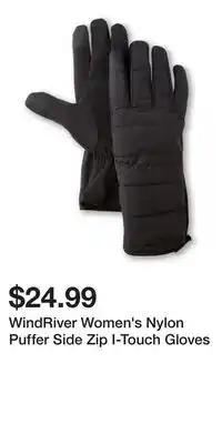 Mark's WindRiver Women's Nylon Puffer Side Zip I-Touch Gloves offer