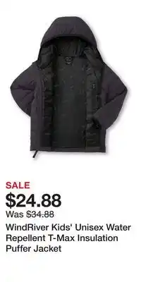 Mark's WindRiver Kids' Unisex Water Repellent T-Max Insulation Puffer Jacket offer