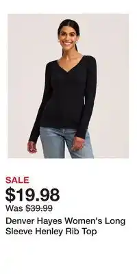 Mark's Denver Hayes Women's Long Sleeve Henley Rib Top offer