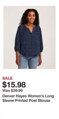 Mark's Denver Hayes Women's Long Sleeve Printed Poet Blouse offer