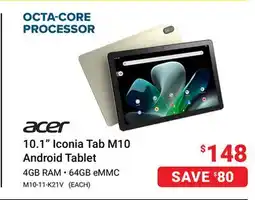 Visions Electronics acer 10.1 Iconia Tab M10 Android Tablet offer