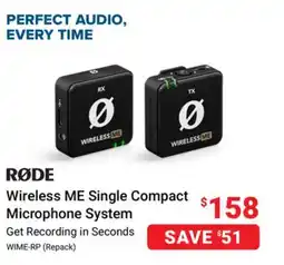 Visions Electronics Rode Wireless ME Single Compact Microphone System offer
