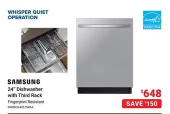 Visions Electronics SAMSUNG 24 Dishwasher with Third Rack offer