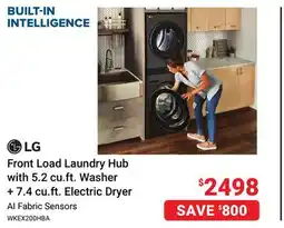 Visions Electronics LG Front Load Laundry Hub with 5.2 cu.ft. Washer + 7.4 cu.ft. Electric Dryer offer