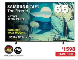 Visions Electronics SAMSUNG 65 QLED NATIVE 120Hz PANEL LS03FA 4K SMART TV offer
