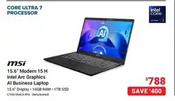 Visions Electronics MSI 15.6 Modern 15 H Intel Arc Graphics AI Business Laptop offer