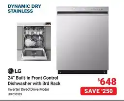 Visions Electronics LG 24 Built-in Front Control Dishwasher with 3rd Rack offer