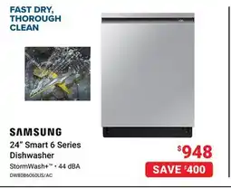 Visions Electronics SAMSUNG 24 Smart 6 Series Dishwasher offer