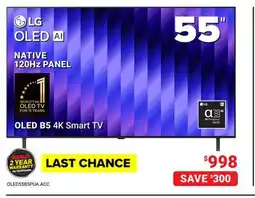 Visions Electronics LG 55 OLED AI Native 120Hz Panel OLED B5 4K Smart TV offer