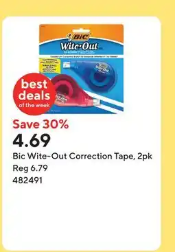 Staples Bic Wite-Out Correction Tape offer