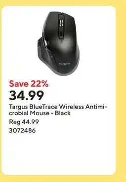 Staples Targus BlueTrace Wireless Antimicrobial Mouse - Black offer