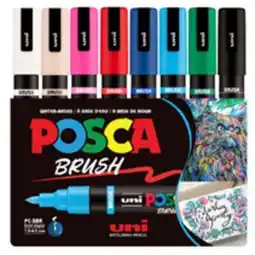 Staples POSCA Water-Based Paint Markers with Reversible Brush Tip - Assorted offer