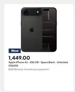 Staples Apple iPhone Air - 256 GB - Space Black - Unlocked offer