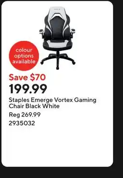 Staples Staples Emerge Vortex Gaming Chair Black White offer