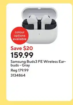 Staples Samsung Buds3 FE Wireless Earbuds - Gray offer